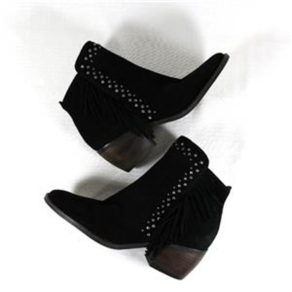 LUCKY Brand Kaarina Studded Fringe Black Bootie EUC sz 8.5 - Picture 12 of 12